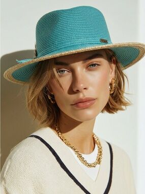 Two-Tone Teal and Natural Sun Hat Beach time!!!